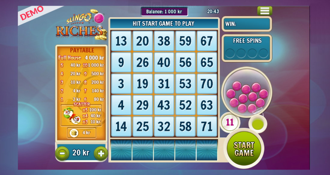 Slingo Riches Slot Look & Feel