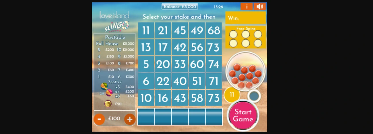 Love Island Slingo Slot Look & Feel